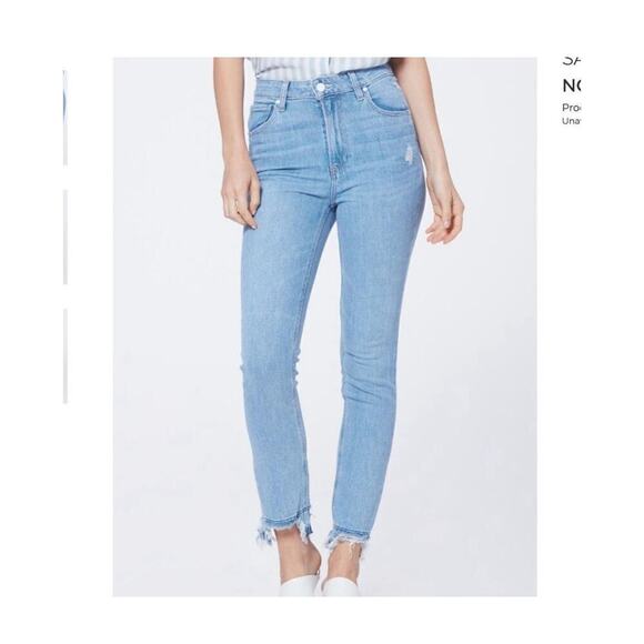 PAIGE Denim - Paige Jeans 25 Sarah Slim Moka Distressed Raw Hem Classic Minimal Festival